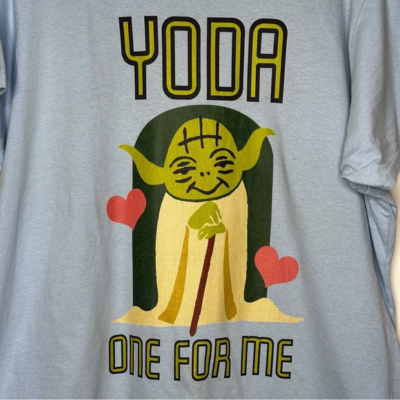 Star Wars Yoda‎ Valentine’s Graphic T-Shirt XXL- "Yoda One For Me" - Light Blue - Picture 2 of 7